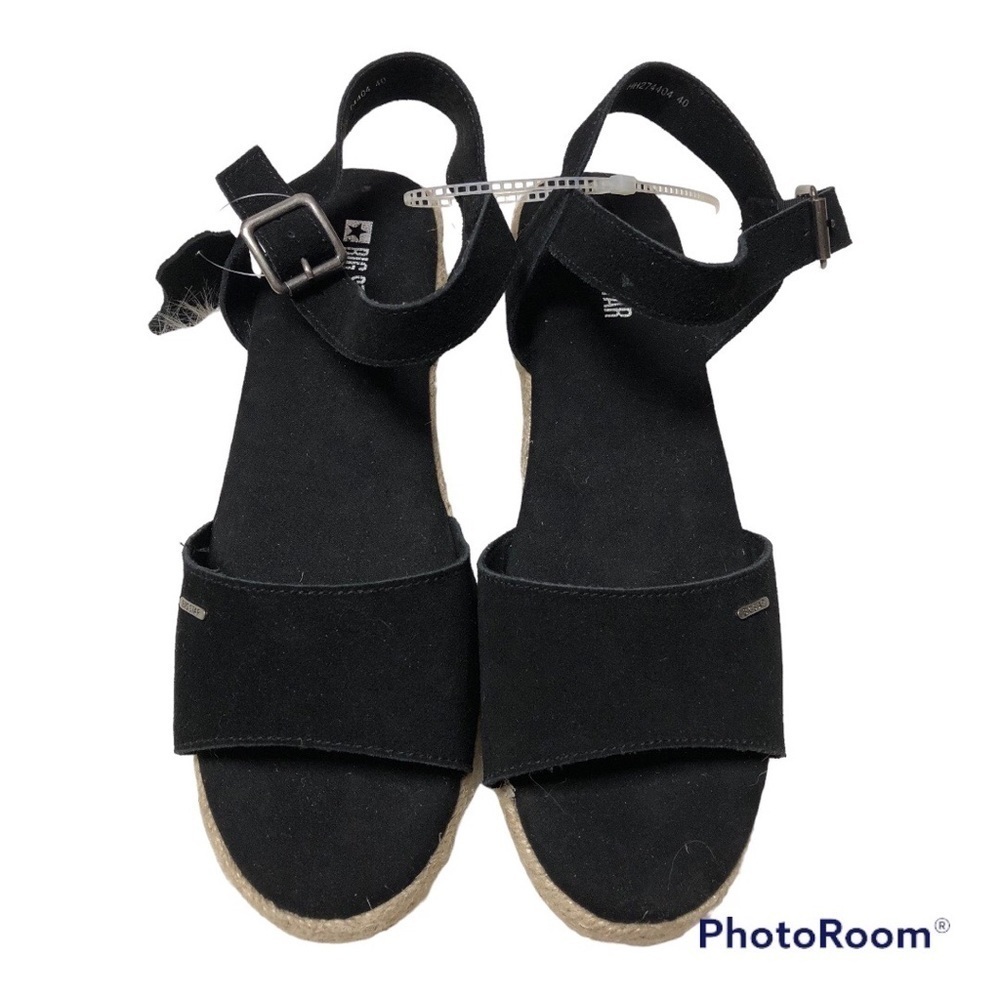 BIG STAR BLACK LEATHER ESPADRILLES